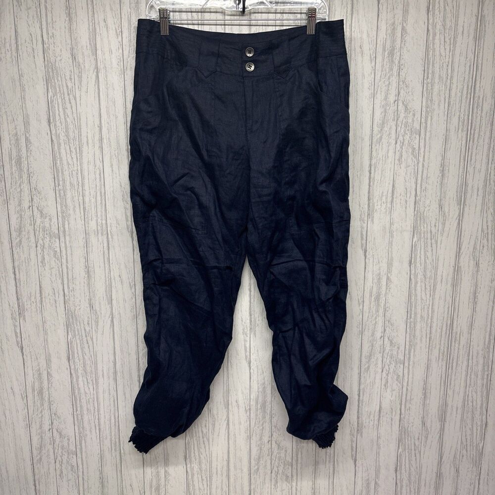 Womens Size 8 Foil Navy Linen Balloon Pants EUC